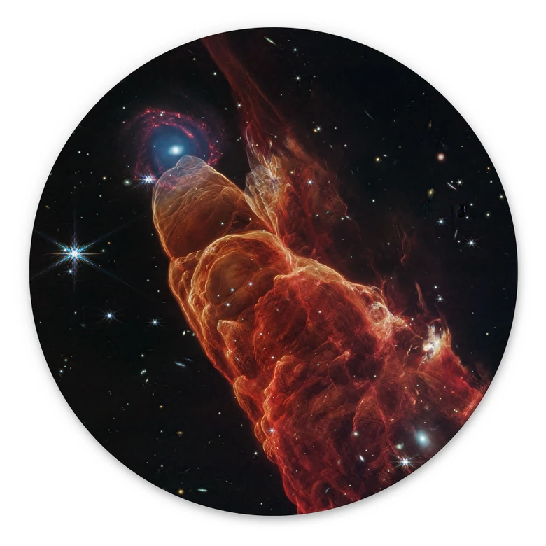 Wandbild James Webb Telescope - Kosmischer Wirbelsturm Herbig Haro 49/50 - Alu-Dibond 