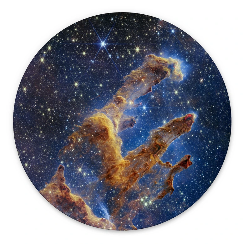 Wandbild James Webb Telescope - Pillars of Creation - Alu-Dibond Rund 