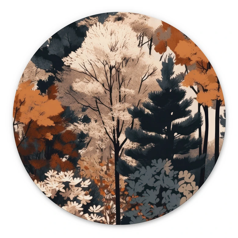 Wandbild Bunter Herbstwald - Jaszke - Alu-Dibond Rund 