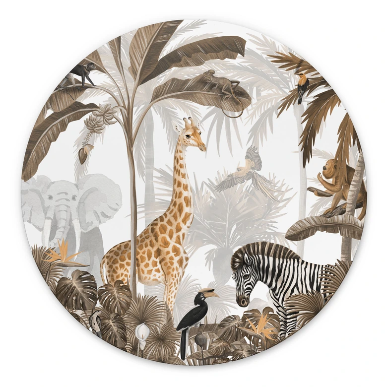 Tableau sur alu-Dibond rond Kikki Belle - Jungle Jive 