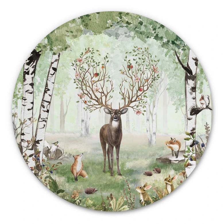 Alu-Dibond Kikki Belle - Hirsch im Sommer - Rund 