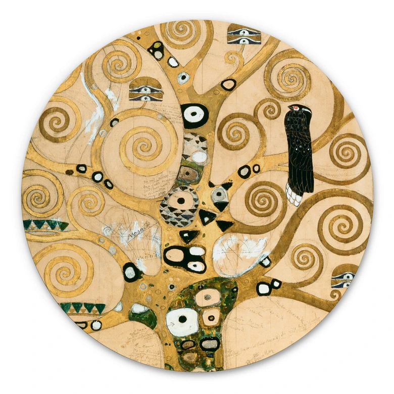 Alu-Dibond Klimt - Der Lebensbaum - Rund 