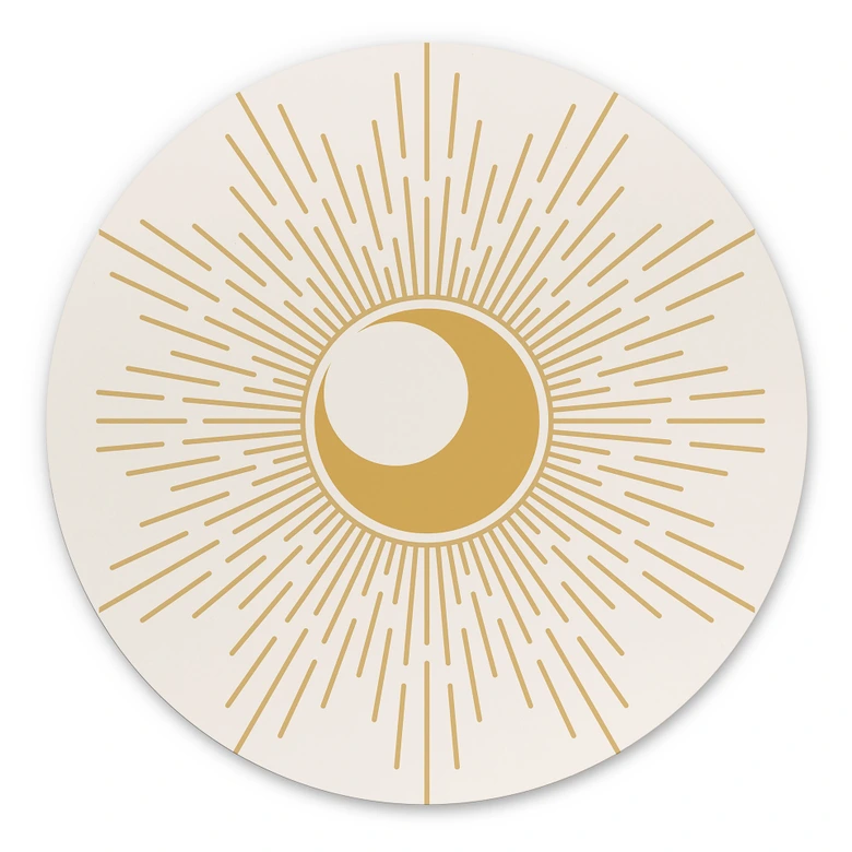 Wandbild Goldene Sonnenstrahlen - KsanaKalpa - Alu-Dibond Rund 