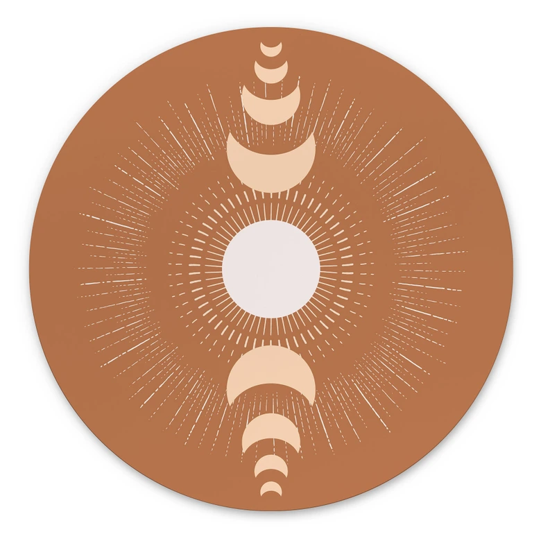Wandbild Mondzyklen - Sonne und Mond im Einklang - KsanaKalpa - Alu-Dibond Rund 