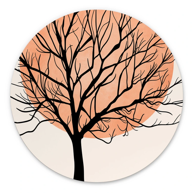 Vægcirkel Abrikos solnedgang - Kubistika 