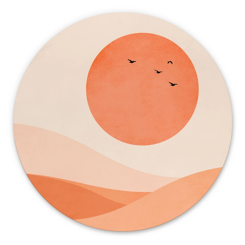 Vægcirkel Harmonisk landskab orange - Kubistika 