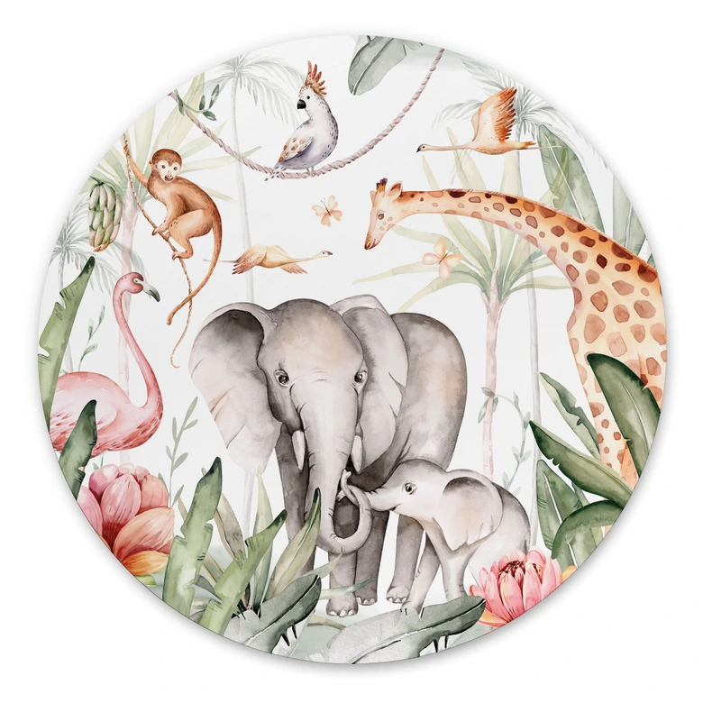 Dibond Wanddecoratie Afrikaanse dieren in het regenwoud - Kvilis 