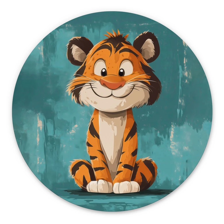 Wandbild Fröhliches Tigerbaby - Magnusson - Alu-Dibond Rund 
