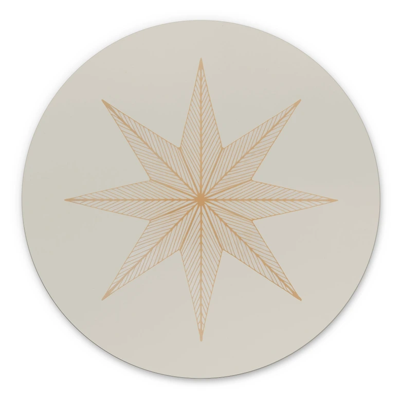 Wandbild Geometrischer Goldstern - Magnusson - Alu-Dibond Rund 