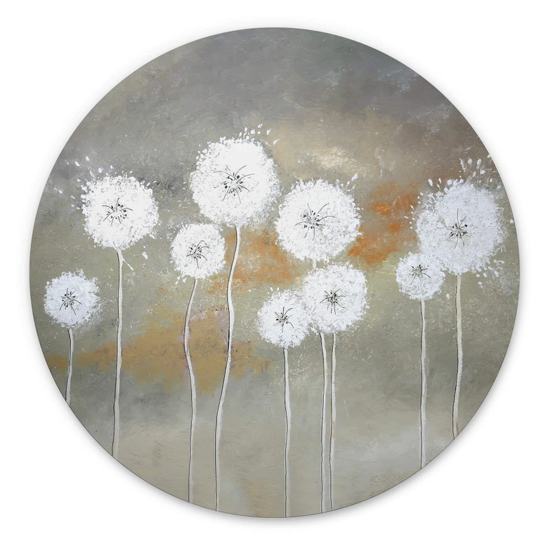 Wandcirkel Melz - White Dandelions 
