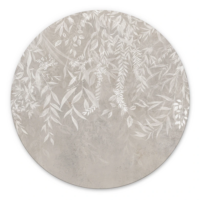 Wandbild Elegante Weidenzweige in Beige - Ms Tiff - Alu-Dibond Rund 