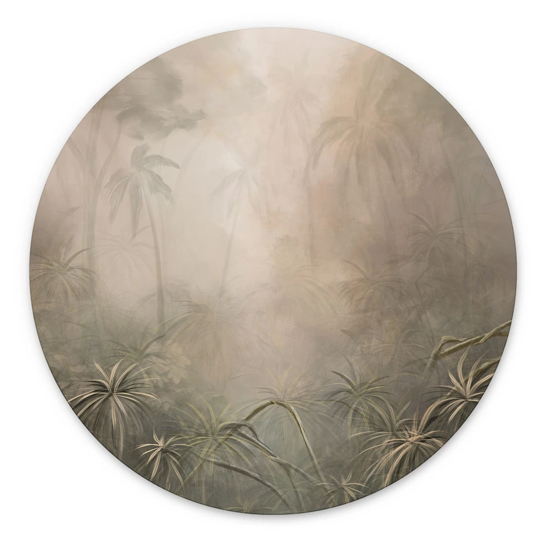 Wandbild Mystischer Regenwald im Nebel - Ms Tiff - Alu-Dibond Rund 