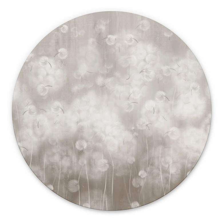 Wandbild Pusteblumen Traum in Beige - Ms Tiff - Alu-Dibond Rund 
