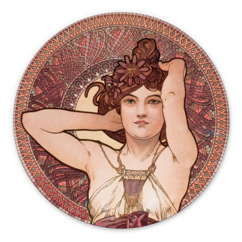 Alu-Dibond Mucha - Edelsteine: Amethyst - Rund 
