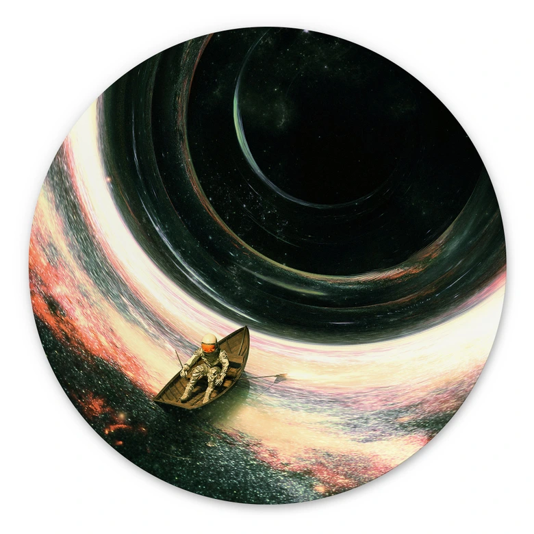 Wandbild Weltall: Astronaut im Boot - Nicebleed - Alu-Dibond - Rund 