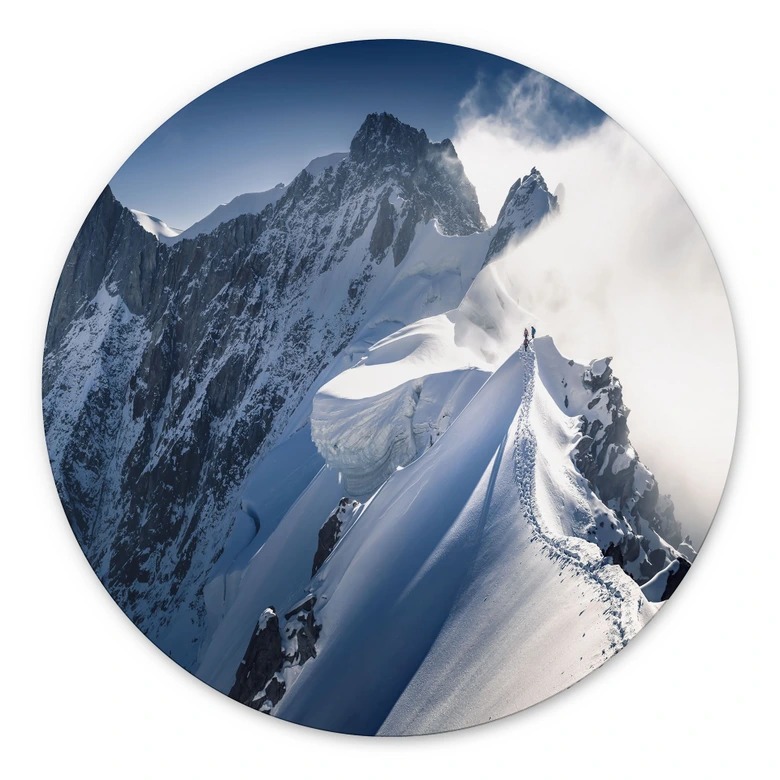 Wandbild Gipfel des Mont Blanc - Nienartowicz - Alu-Dibond Rund 