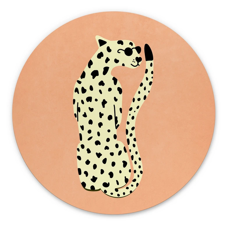 Wandbild Eleganter Gepard mit Sonnenbrille - Oltmanns - Alu-Dibond Rund 