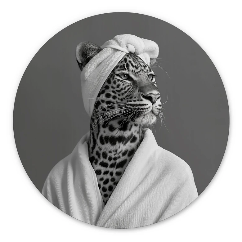 Wandbild Royale Spa-Auszeit mit Leopard - Rahner - Alu-Dibond Rund 