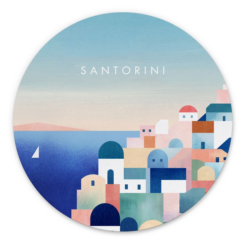 Wandbild Häuser von Santorini - Rivers - Alu-Dibond - Rund 