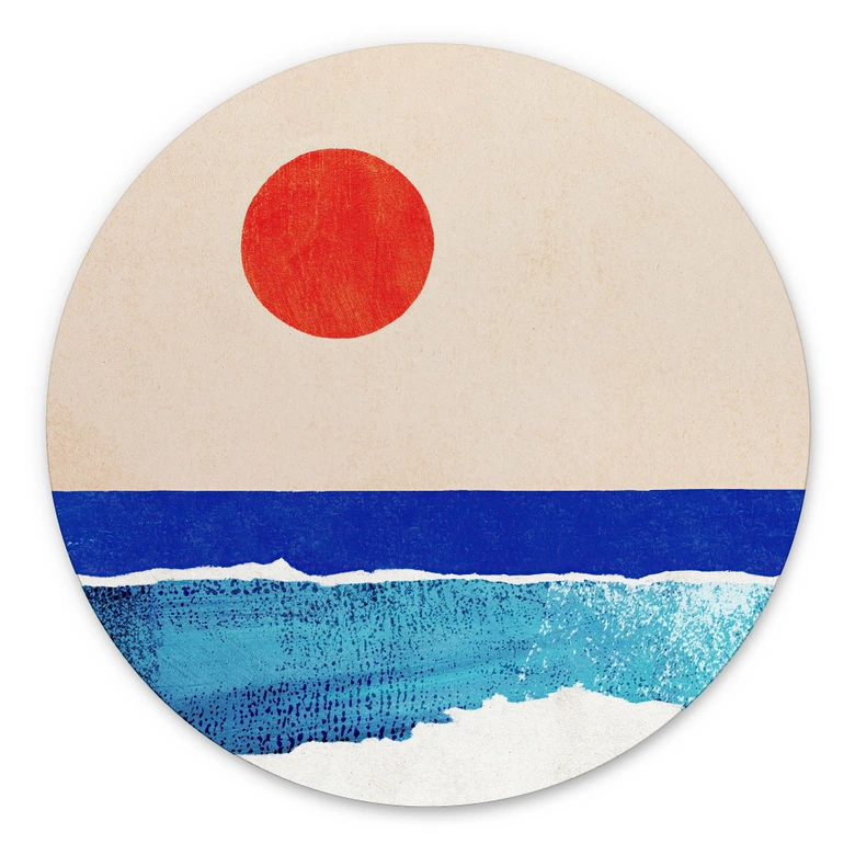 Wandbild Ruhiger Strand bei Sonnenuntergang - Rivers - Alu-Dibond Rund 