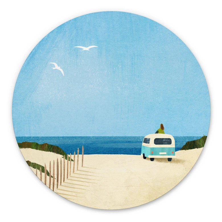 Wandbild Van Life - Urlaub am Meer - Rivers - Alu-Dibond - Rund 