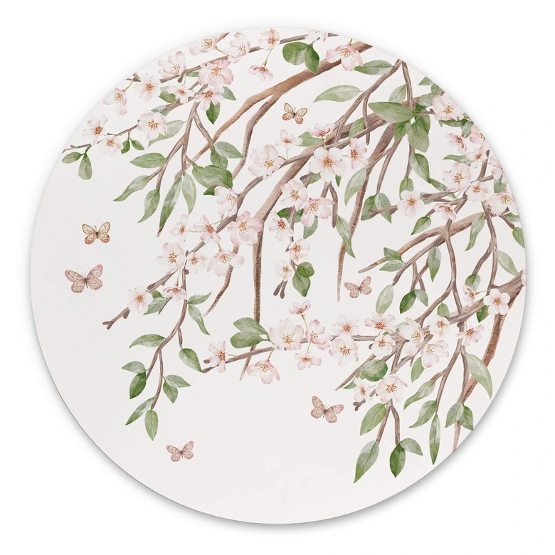 Wandbild Sir Edward - Blütenzauber im Frühling - Alu-Dibond Rund 