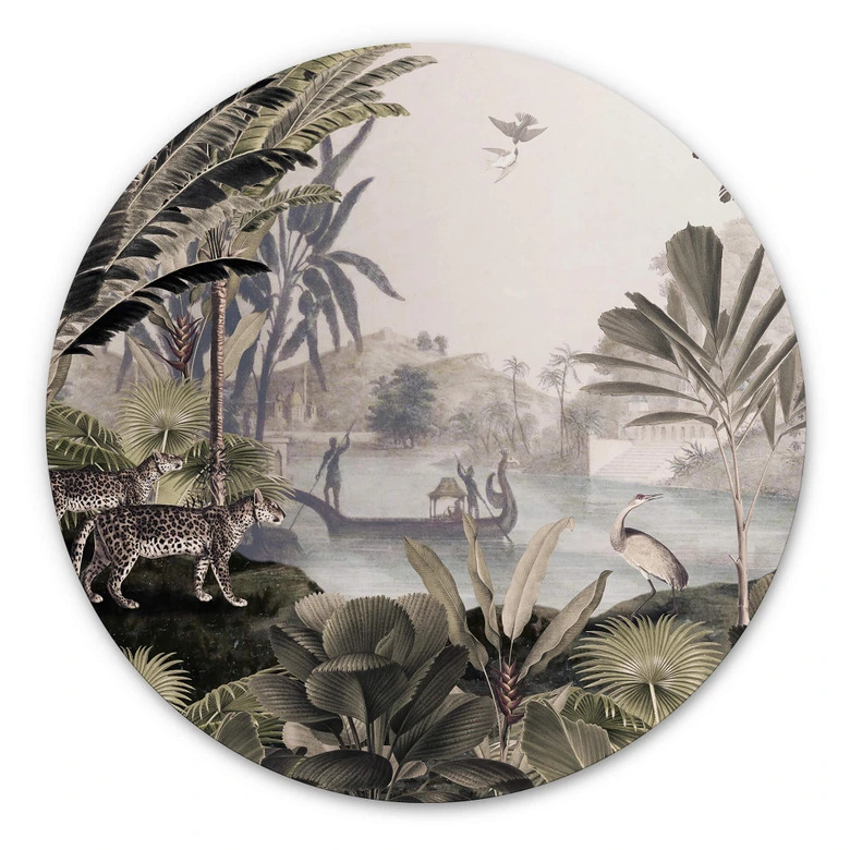 Alu-Dibond Sir Edward - Landschaft mit Leoparden - Rund 