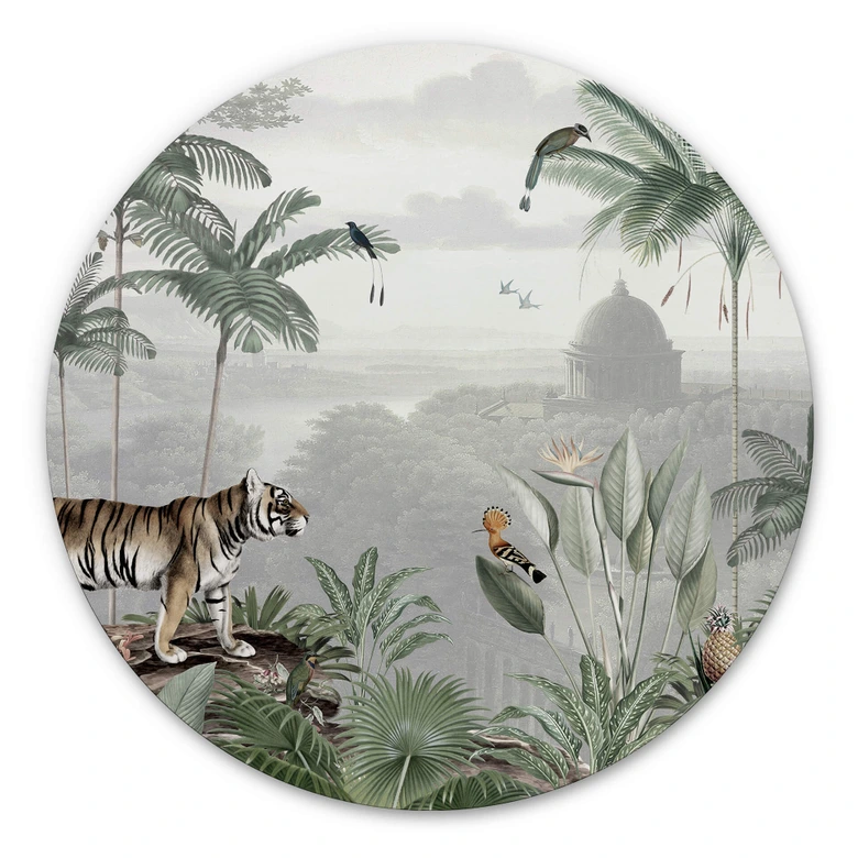 Wandbild Sir Edward - Tiger in den Tropen - Alu-Dibond Rund 