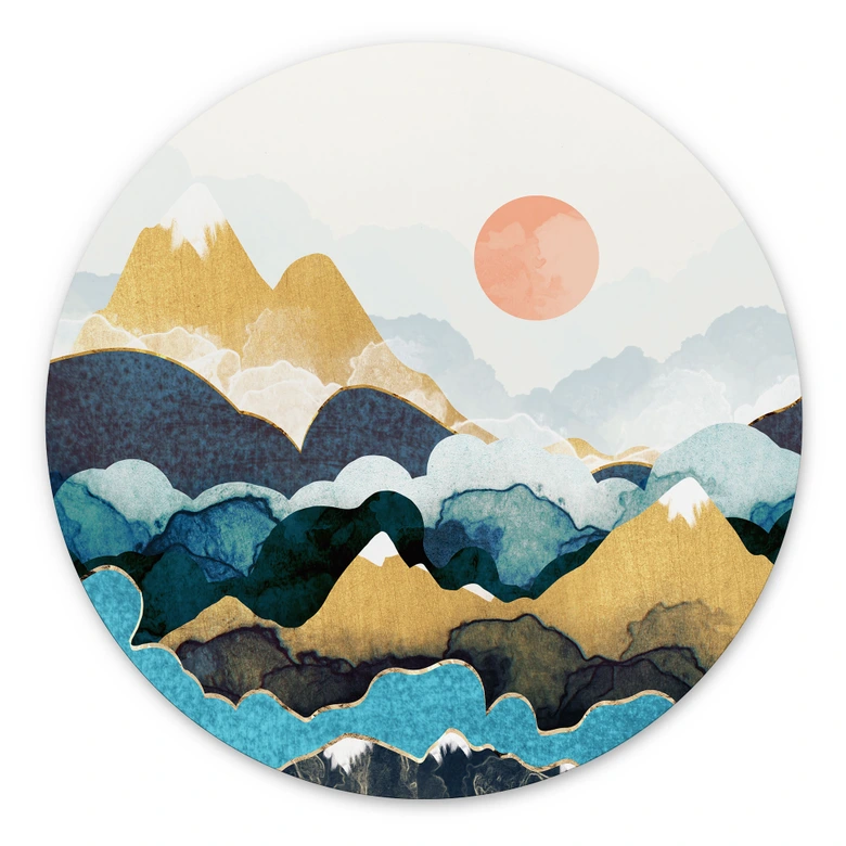 Dibond Wanddecoratie Bergtop boven de wolken - SpaceFrog Designs 