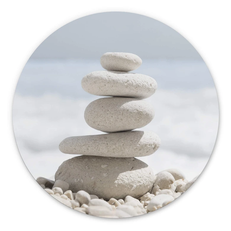 Wandbild Steine am Meer - Alu-Dibond Rund 