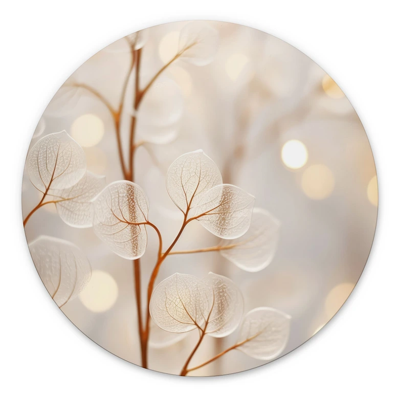 Billede Filigran blade beige - Aluminium dibond - Treechild - Rund 