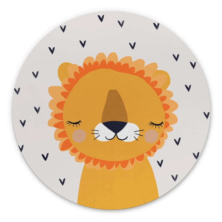 Tableau sur alu-Dibond rond Treechild - Little Lion 
