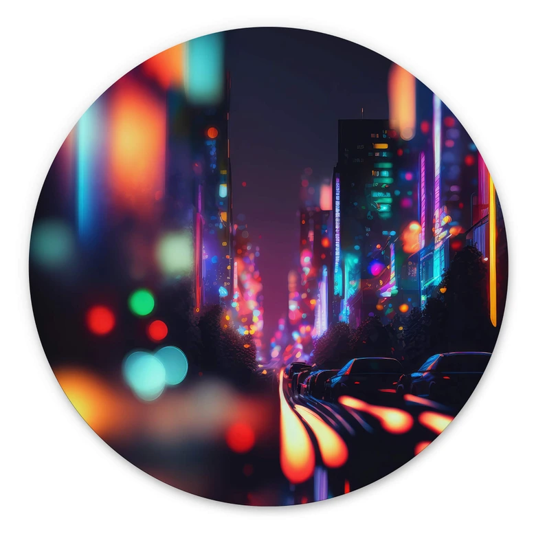 Tableau sur alu-Dibond rond Treechild - Night Out 