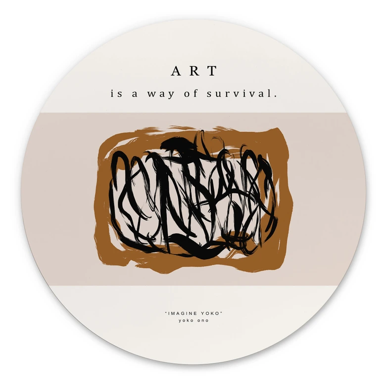 Wandbild Schwarze Pinselstriche - Imagine Yoko - Treechild - Alu-Dibond Rund 