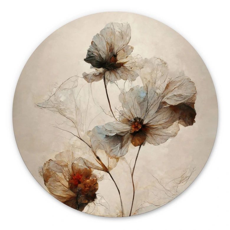Wandbild Trockenblumen - Eleganz der Vergänglichkeit - Treechild - Alu-Dibond Rund 