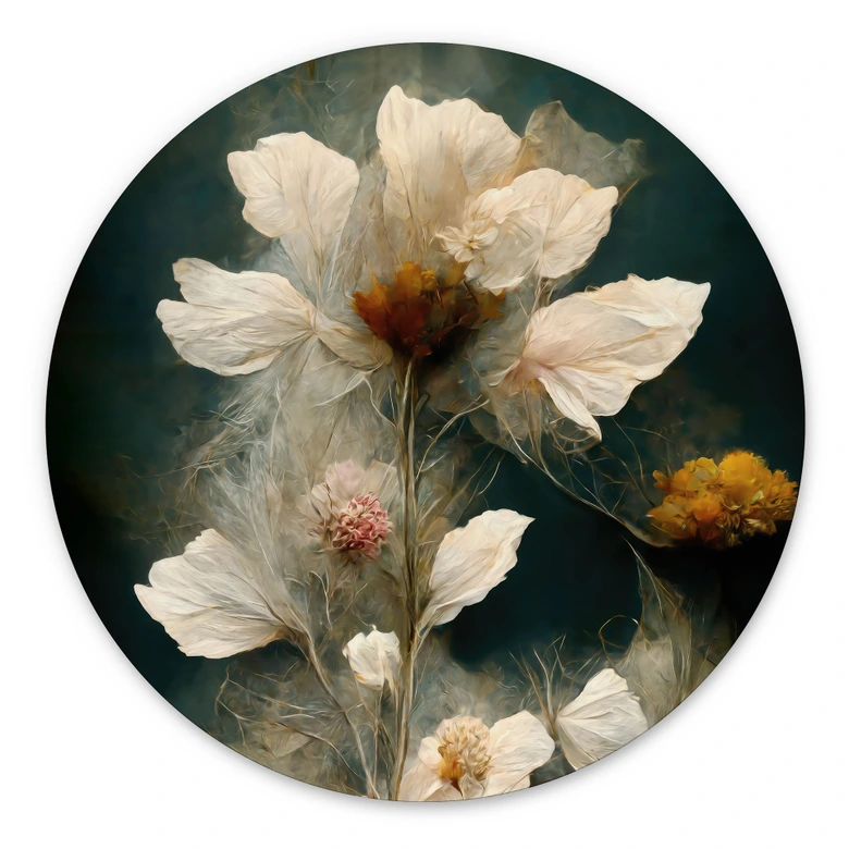 Wall Art Transient blossoms - Treechild - Alu-Dibond Round 
