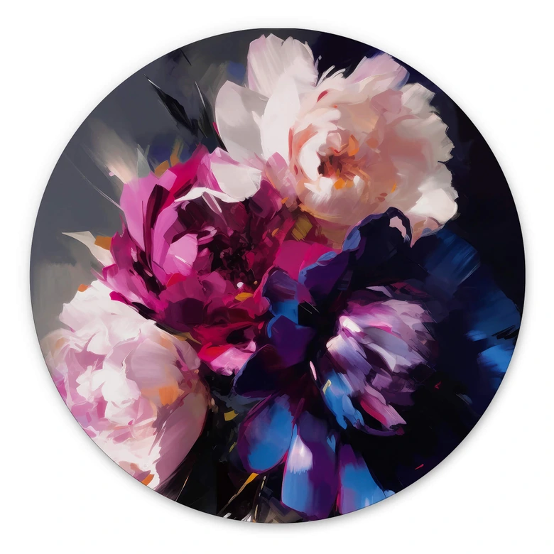 Tableau sur alu-Dibond rond Treechild - Vintage Flowers 