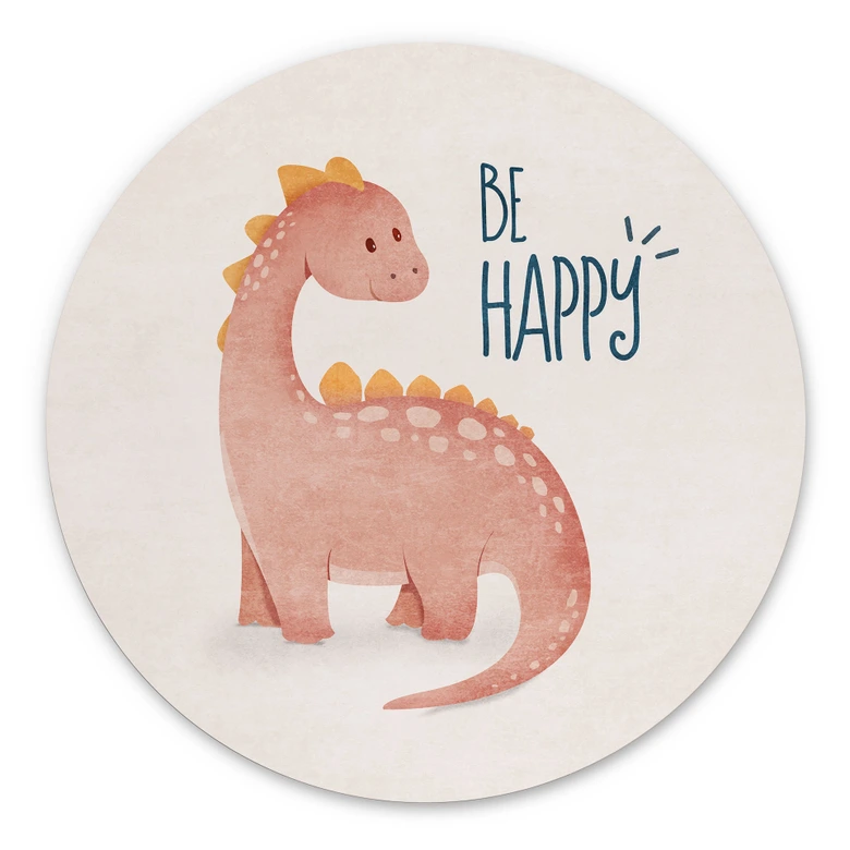 Wandbild Dino Be Happy - Brachiosaurus - Tunaboylu - Alu-Dibond - Rund 