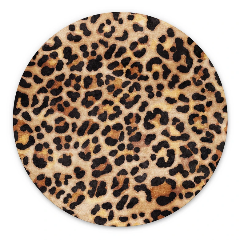 Wandbild Wilder Leopard - Animal Print - Tunaboylu - Alu-Dibond Rund 