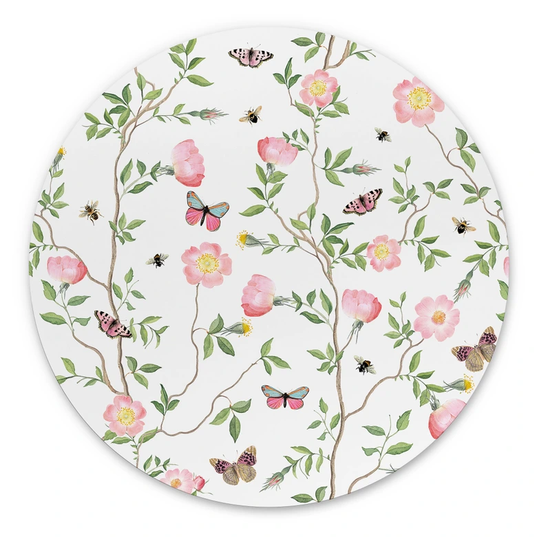 Wandbild Rosa Christrosen im Frühling - UN Designs - Alu-Dibond - Rund 