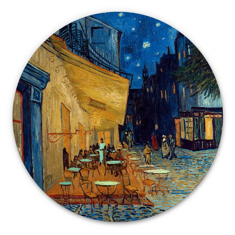 Alu-Dibond van Gogh - Café Terrasse am Abend - Rund 