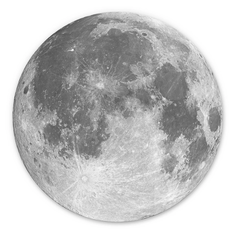 Wandbild Vollmond schwarz-weiß - Alu-Dibond Rund 