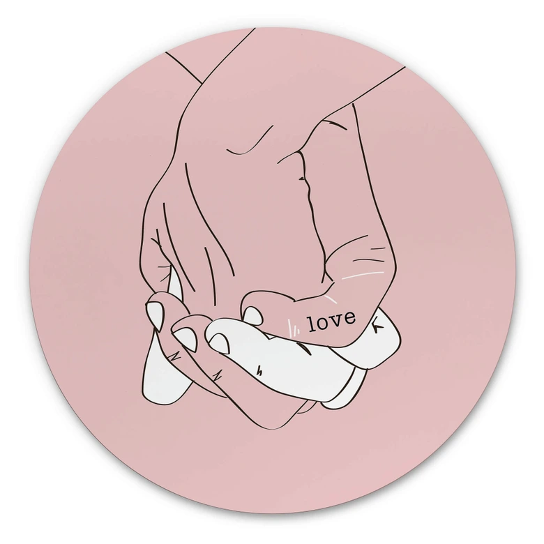 Alu-Dibond Kubistika - Hand in Hand - Rund 