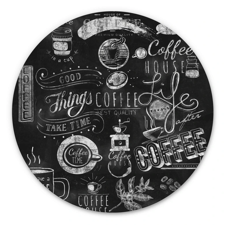 Alu-Dibond World of Coffee - Rund 
