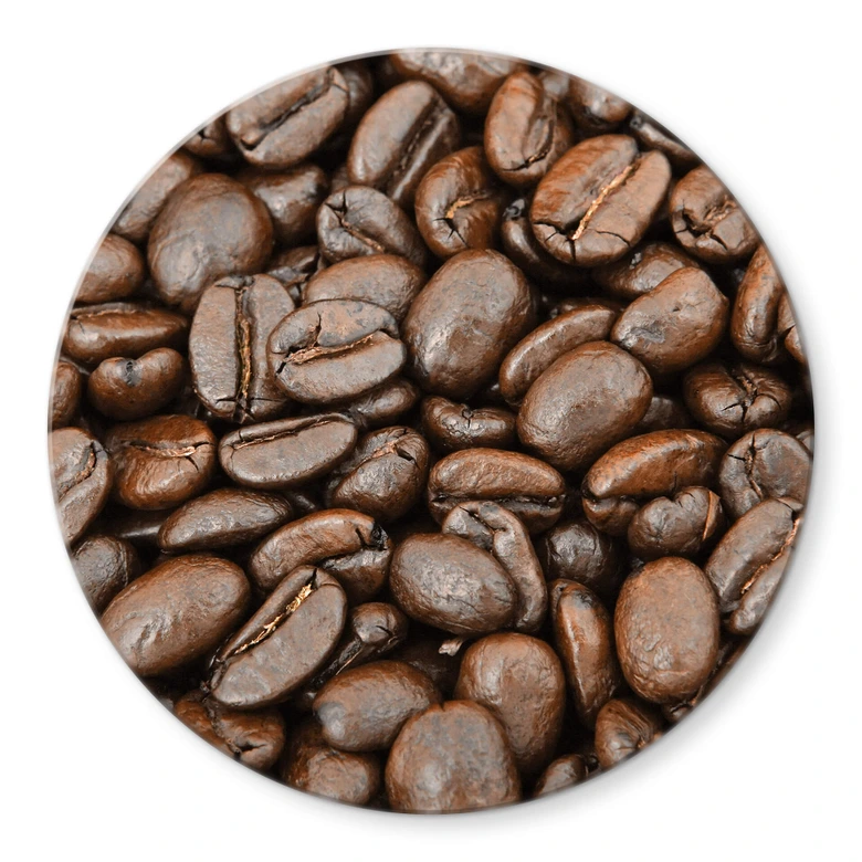 Glasbild Aroma Kaffeebohnen - Rund 