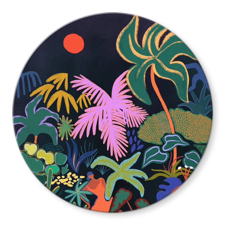 Glasbild Arty Guava - Exotik im Dunkeln der Nacht - Rund 