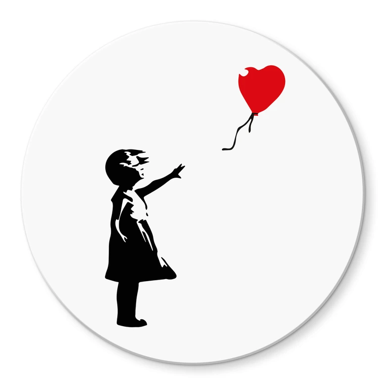 Tableau sur verre Banksy - La fille au ballon - Rond 
