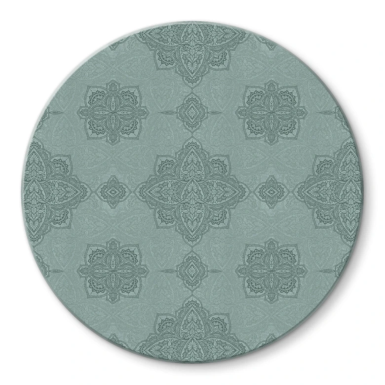 Glasbild Mandala-Muster Marrakesch Grün - Bloomery Decor - Rund 