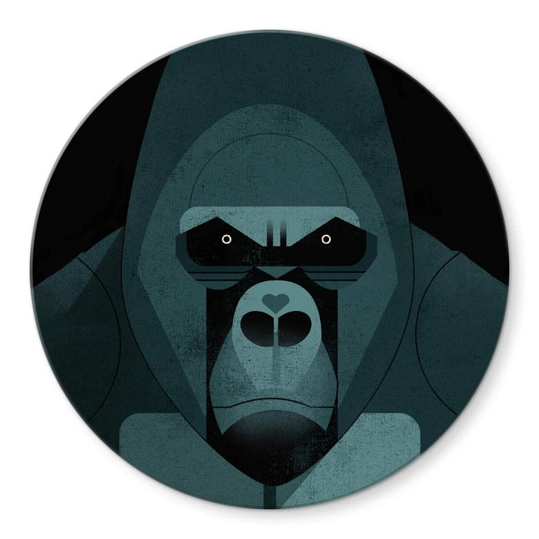 Glasbild Gorilla - Braun - Rund 