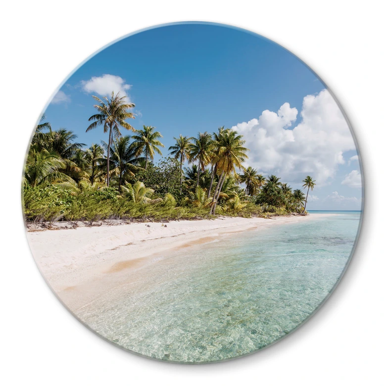 Glasschilderijen Palm Beach in de Zuidzee - Colombo - Rond 